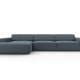 MICADONI Jodie hjrnesofa, venstre, 4 sder - bl stof og sort plastik
