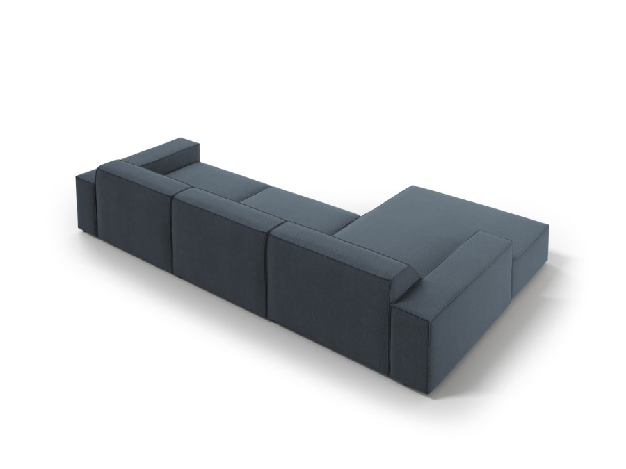 MICADONI Jodie hjrnesofa, venstre, 4 sder - bl stof og sort plastik