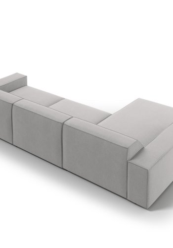 MICADONI Jodie hjrnesofa, venstre, 4 sder - gr stof og sort plastik