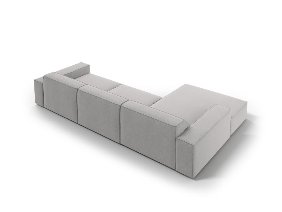 MICADONI Jodie hjrnesofa, venstre, 4 sder - gr stof og sort plastik