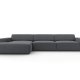 MICADONI Jodie hjrnesofa, venstre, 4 sder - antracitgr stof og sort plastik