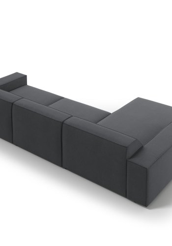 MICADONI Jodie hjrnesofa, venstre, 4 sder - antracitgr stof og sort plastik