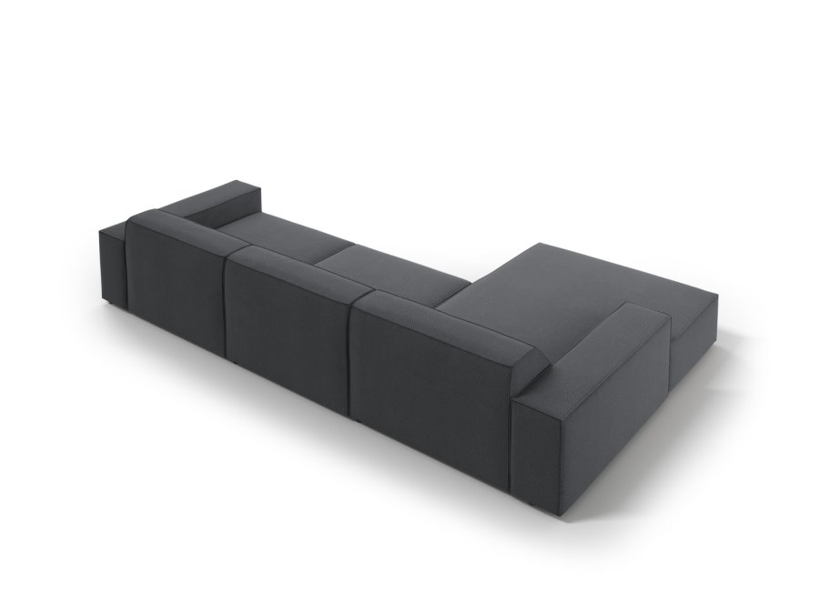 MICADONI Jodie hjrnesofa, venstre, 4 sder - antracitgr stof og sort plastik