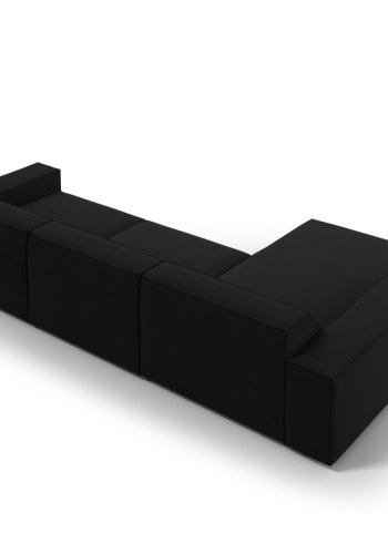 MICADONI Jodie hjrnesofa, venstre, 4 sder - sort stof og sort plastik