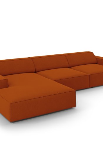 MICADONI Jodie hjrnesofa, venstre, 4 sder - orange stof og sort plastik