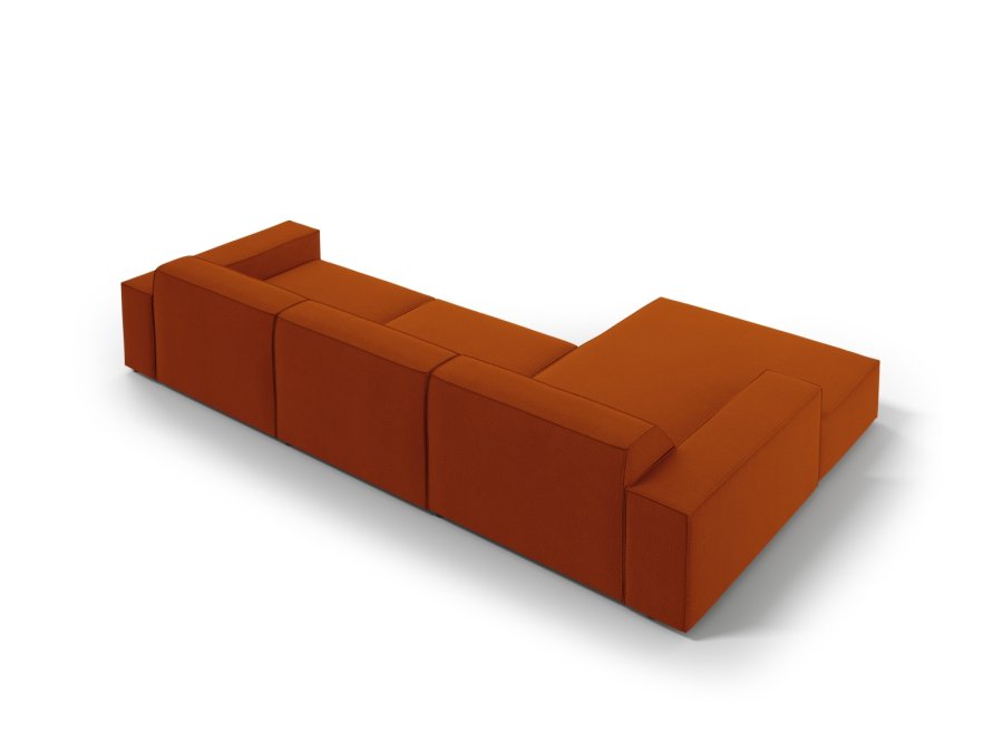 MICADONI Jodie hjrnesofa, venstre, 4 sder - orange stof og sort plastik