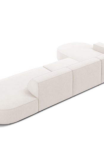 MICADONI Jodie hjrnesofa, venstre, 4 sder - beige stof og sort plastik