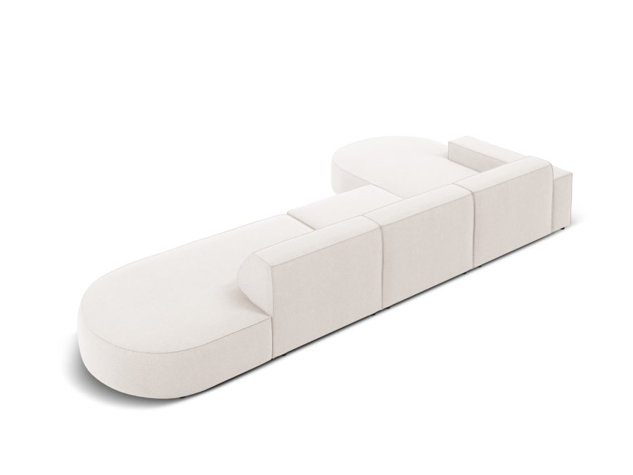 MICADONI Jodie hjrnesofa, venstre, 4 sder - beige stof og sort plastik