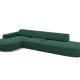 MICADONI Jodie hjrnesofa, venstre, 4 sder - grn stof og sort plastik