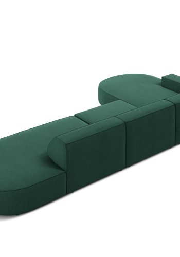 MICADONI Jodie hjrnesofa, venstre, 4 sder - grn stof og sort plastik