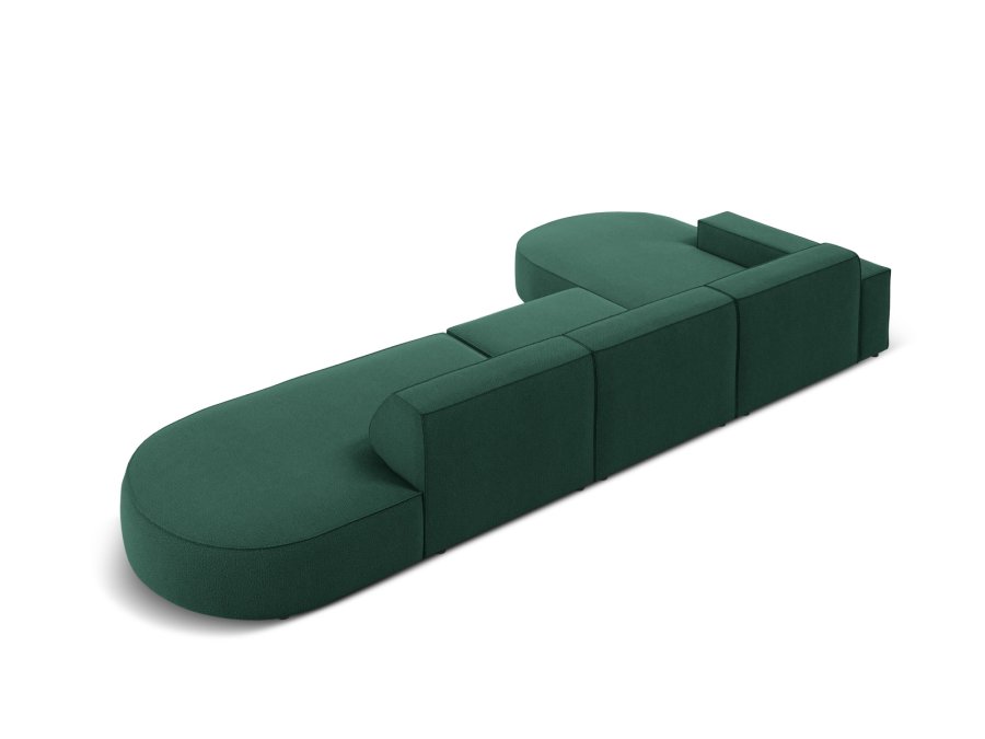 MICADONI Jodie hjrnesofa, venstre, 4 sder - grn stof og sort plastik