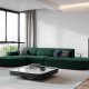 MICADONI Jodie hjrnesofa, venstre, 4 sder - grn stof og sort plastik