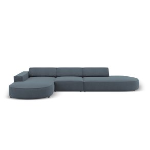 MICADONI Jodie hjrnesofa, venstre, 4 sder - bl stof og sort plastik66x70