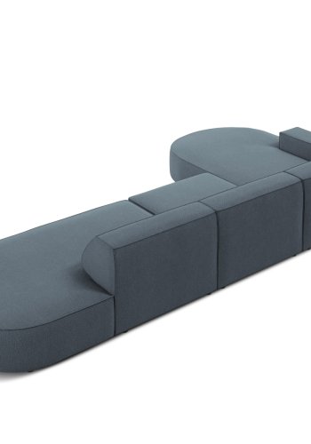 MICADONI Jodie hjrnesofa, venstre, 4 sder - bl stof og sort plastik66x70