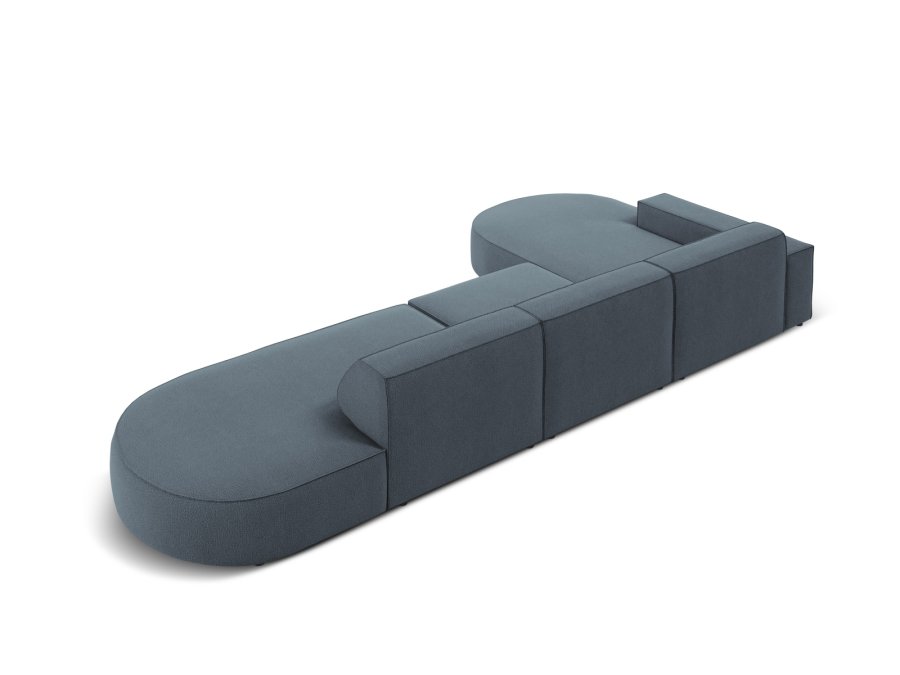 MICADONI Jodie hjrnesofa, venstre, 4 sder - bl stof og sort plastik66x70