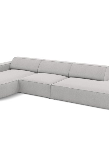 MICADONI Jodie hjrnesofa, venstre, 4 sder - gr stof og sort plastik