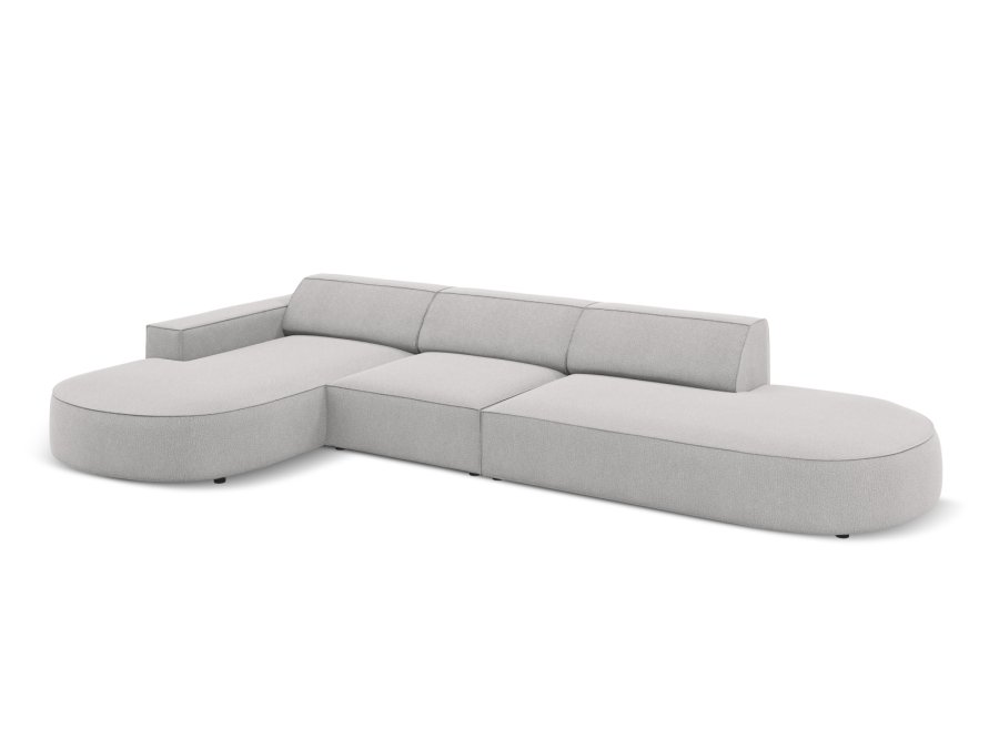 MICADONI Jodie hjrnesofa, venstre, 4 sder - gr stof og sort plastik