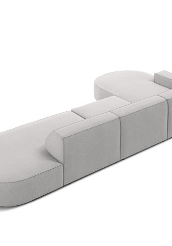 MICADONI Jodie hjrnesofa, venstre, 4 sder - gr stof og sort plastik