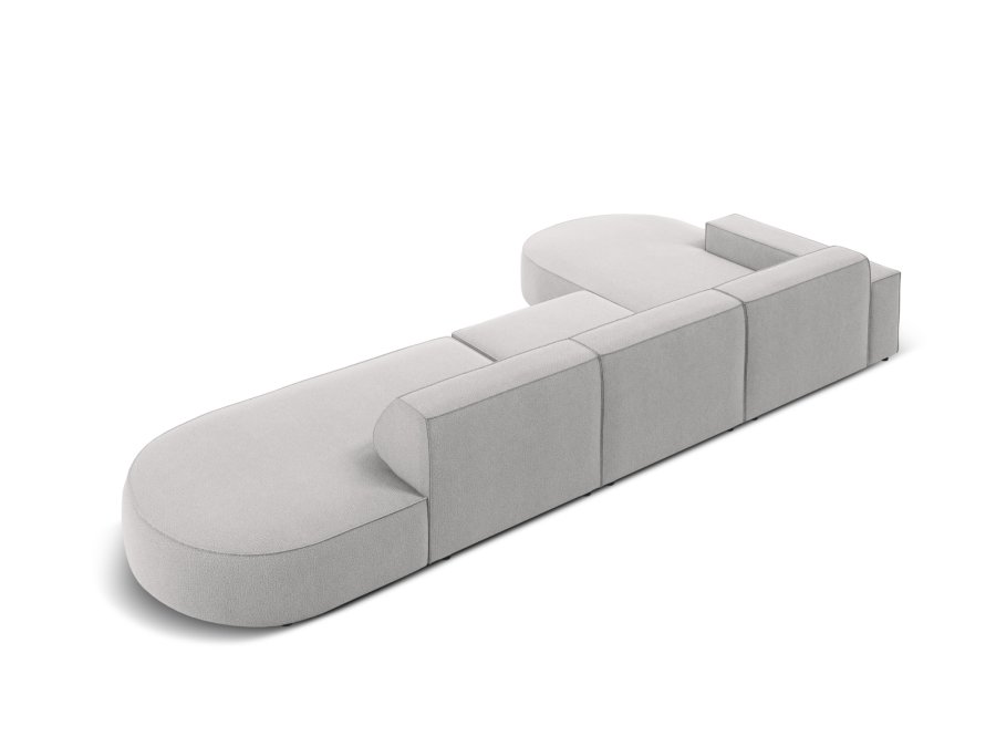 MICADONI Jodie hjrnesofa, venstre, 4 sder - gr stof og sort plastik