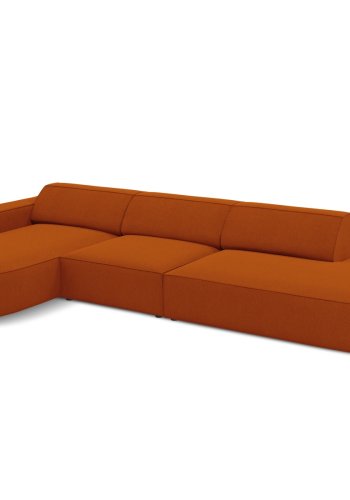 MICADONI Jodie hjrnesofa, venstre, 4 sder - orange stof og sort plastik