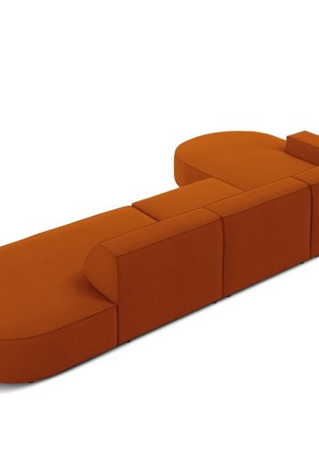 MICADONI Jodie hjrnesofa, venstre, 4 sder - orange stof og sort plastik