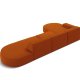 MICADONI Jodie hjrnesofa, venstre, 4 sder - orange stof og sort plastik