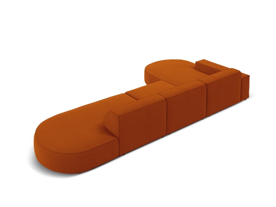 MICADONI Jodie hjrnesofa, venstre, 4 sder - orange stof og sort plastik