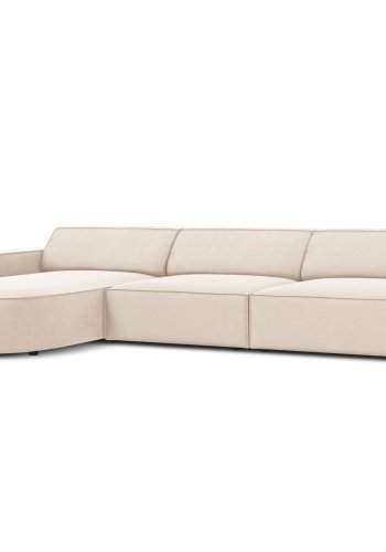  MICADONI Jodie hjrnesofa, venstre, 4 sder - beige fljl og sort plastik