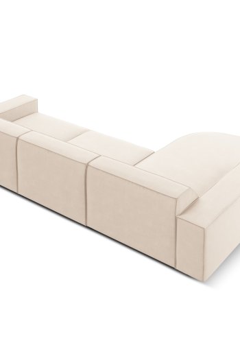  MICADONI Jodie hjrnesofa, venstre, 4 sder - beige fljl og sort plastik