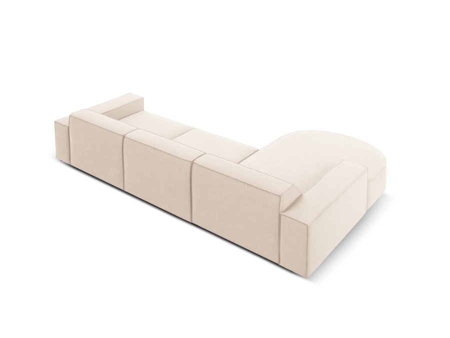  MICADONI Jodie hjrnesofa, venstre, 4 sder - beige fljl og sort plastik