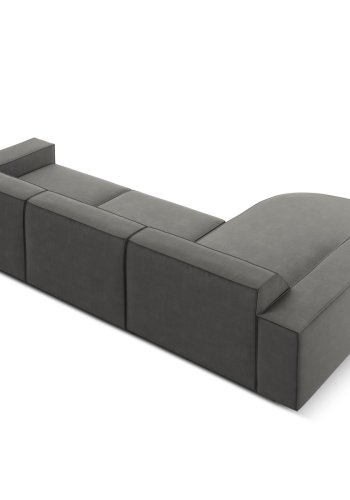 MICADONI Jodie hjrnesofa, venstre, 4 sder - gr fljl og sort plastik