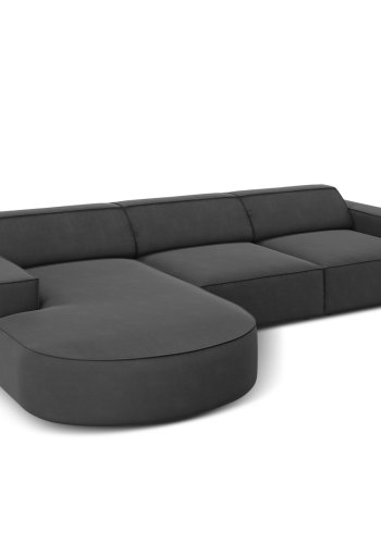   Micadoni  MICADONI Jodie hjrnesofa, venstre, 4 sder - gr fljl og sort plastik