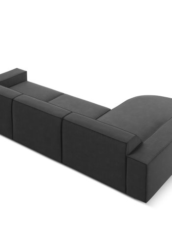   Micadoni  MICADONI Jodie hjrnesofa, venstre, 4 sder - gr fljl og sort plastik