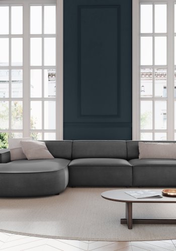   Micadoni  MICADONI Jodie hjrnesofa, venstre, 4 sder - gr fljl og sort plastik