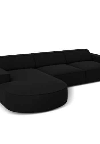   Micadoni  MICADONI Jodie hjrnesofa, venstre, 4 sder - sort fljl og sort plastik