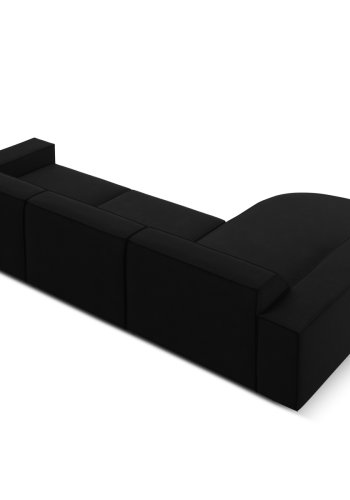   Micadoni  MICADONI Jodie hjrnesofa, venstre, 4 sder - sort fljl og sort plastik