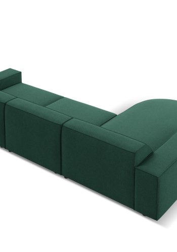 MICADONI Jodie hjrnesofa, venstre, 4 sder - grn stof og sort plastik