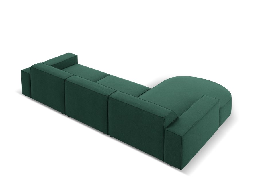 MICADONI Jodie hjrnesofa, venstre, 4 sder - grn stof og sort plastik