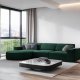 MICADONI Jodie hjrnesofa, venstre, 4 sder - grn stof og sort plastik