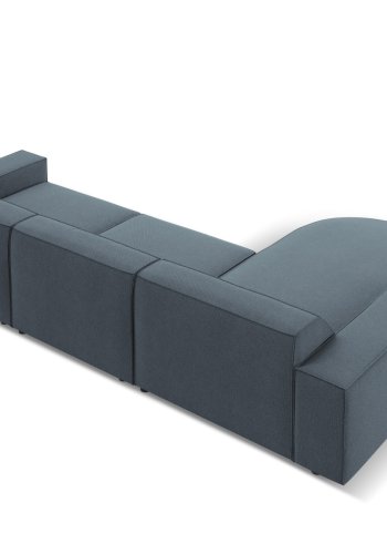 MICADONI Jodie hjrnesofa, venstre, 4 sder - bl stof og sort plastik