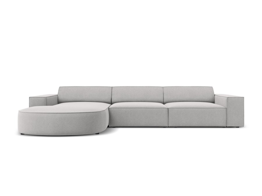 MICADONI Jodie hjrnesofa, venstre, 4 sder - gr stof og sort plastik