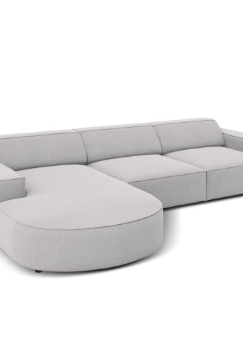 MICADONI Jodie hjrnesofa, venstre, 4 sder - gr stof og sort plastik