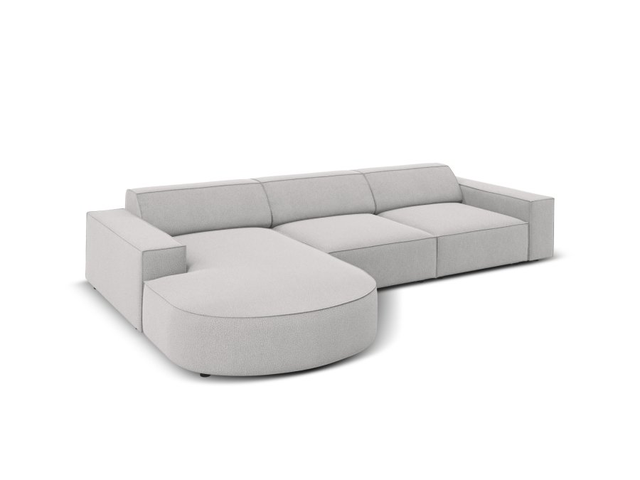 MICADONI Jodie hjrnesofa, venstre, 4 sder - gr stof og sort plastik