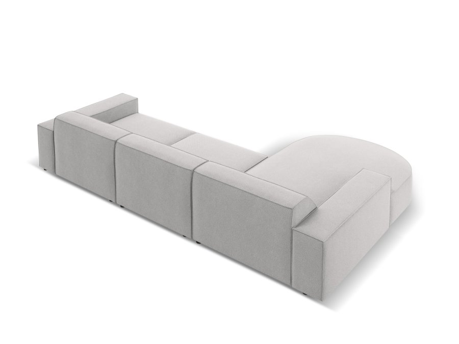 MICADONI Jodie hjrnesofa, venstre, 4 sder - gr stof og sort plastik