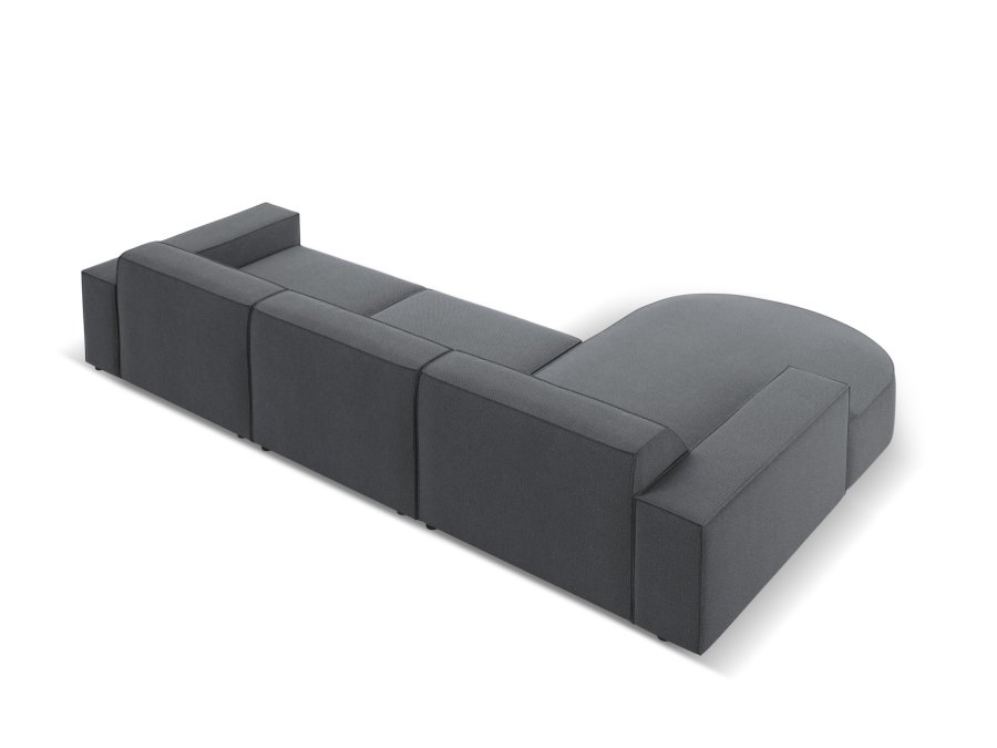 MICADONI Jodie hjrnesofa, venstre, 4 sder - antracitgr stof og sort plastik