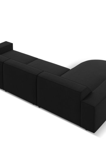 MICADONI Jodie hjrnesofa, venstre, 4 sder - sort stof og sort plastik