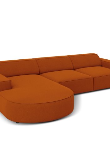 MICADONI Jodie hjrnesofa, venstre, 4 sder - orange stof og sort plastik