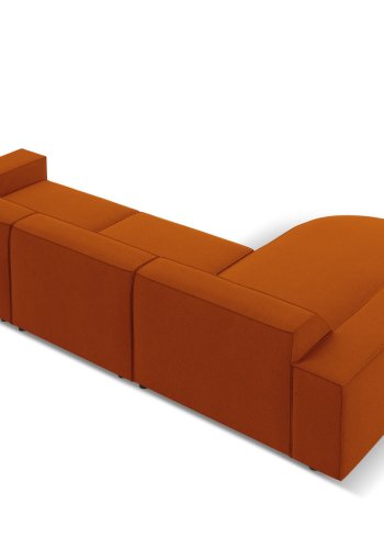 MICADONI Jodie hjrnesofa, venstre, 4 sder - orange stof og sort plastik