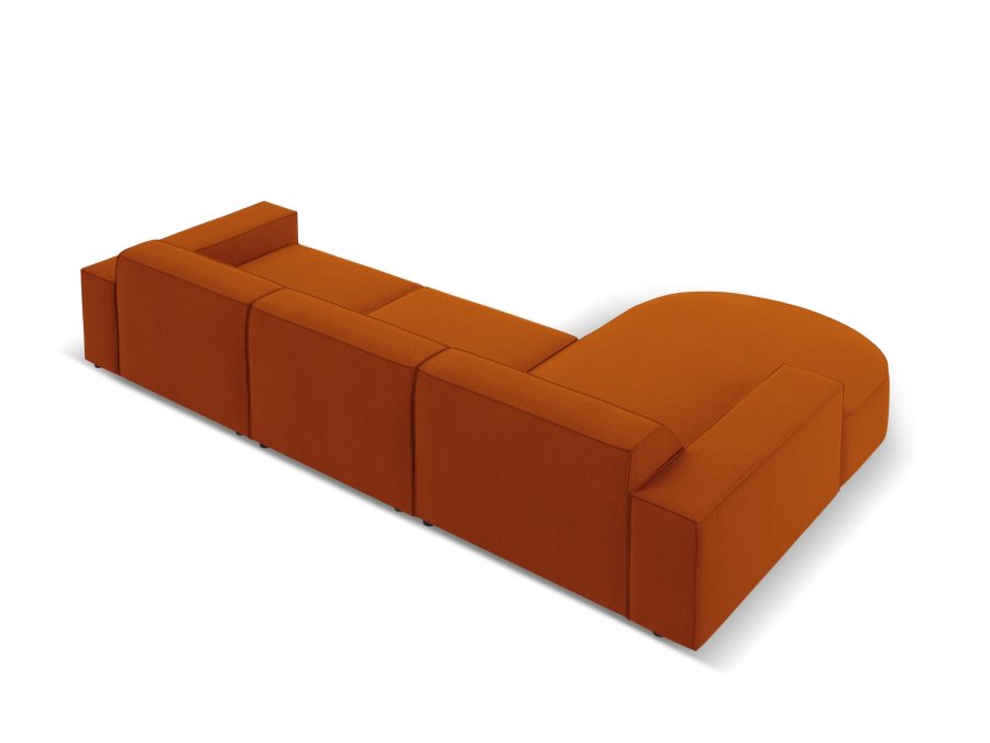MICADONI Jodie hjrnesofa, venstre, 4 sder - orange stof og sort plastik