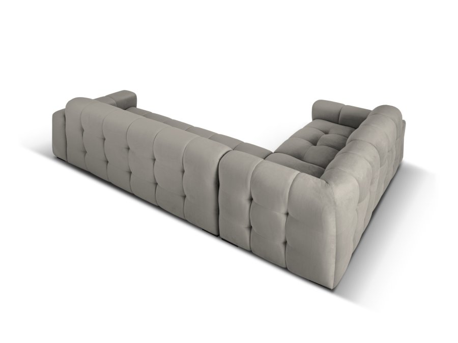 MICADONI Kendal hjrnesofa, venstre, 6 sder - antracitgr fljl og sort bgetr